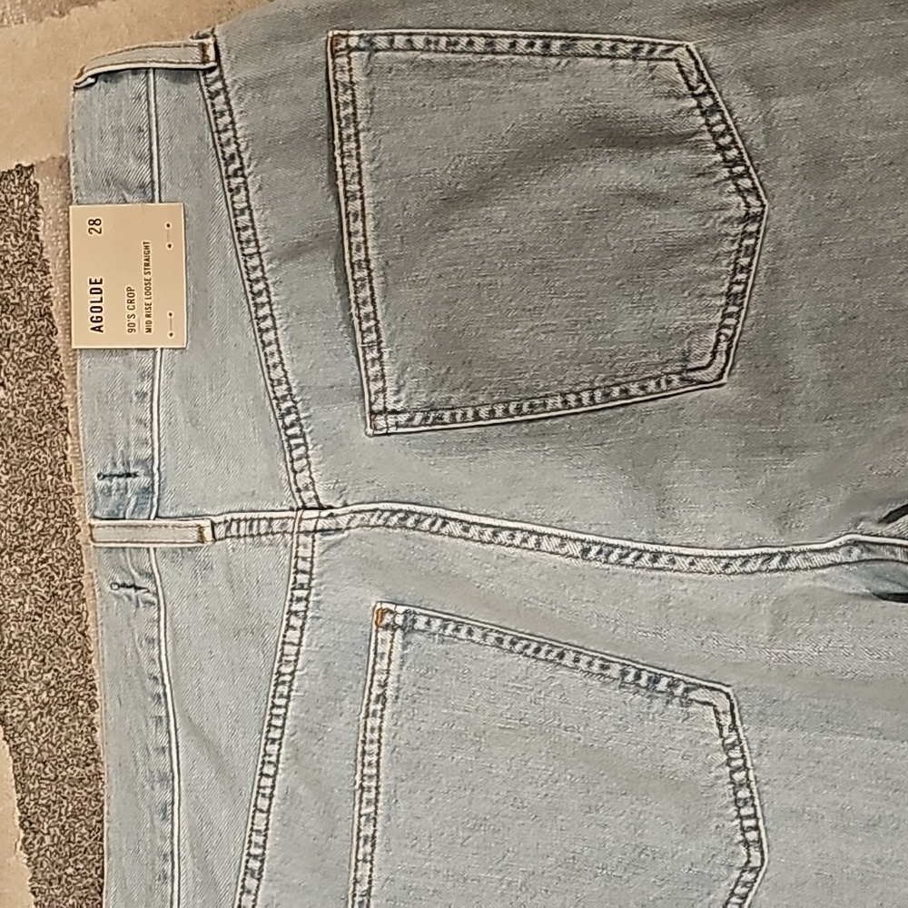 NWT Agolde 90's crop mid loose straight jeans in pivot - Picture 6 of 9